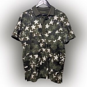 Valentino Men's Star Camouflage Polo - Green and White Size Medium